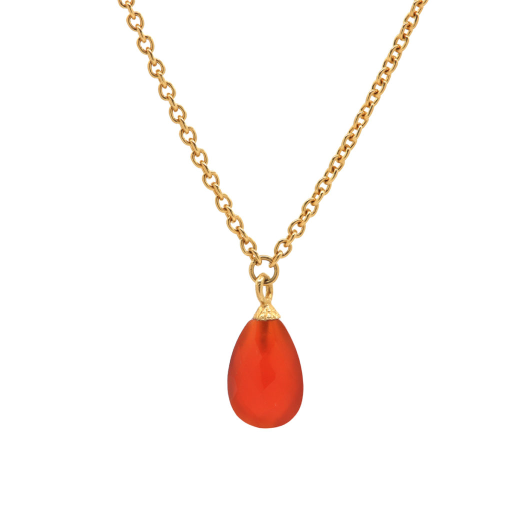 Sterling Silver Yellow Gold Plated Carnelian Necklace