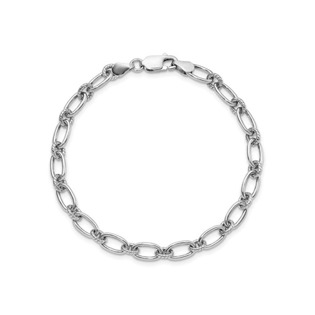 Sterling Silver Textured Fancy Link Bracelet
