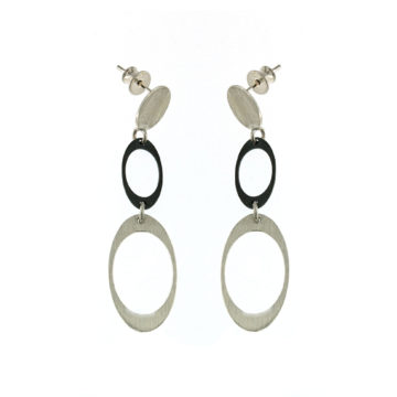 Oxidized Sterling Silver Oval Link Dangle Earrings