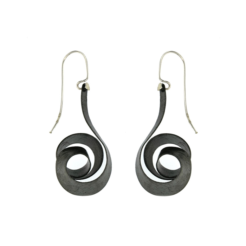 Oxidized Sterling Silver Swirl Dangle Earrings