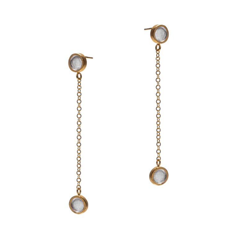 Gold Plated Sterling Silver Pill Dots with Chain Earrings