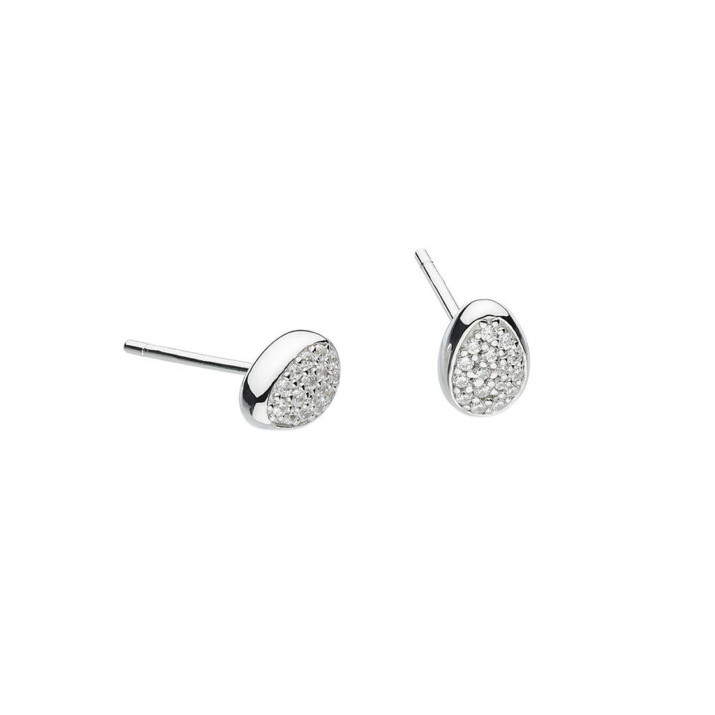 Sterling Silver Coast Pebbles Cubic Zirconia Stud Earrings
