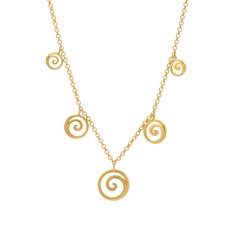 Sterling Silver and Yellow Gold Plated Swirl Station Necklace