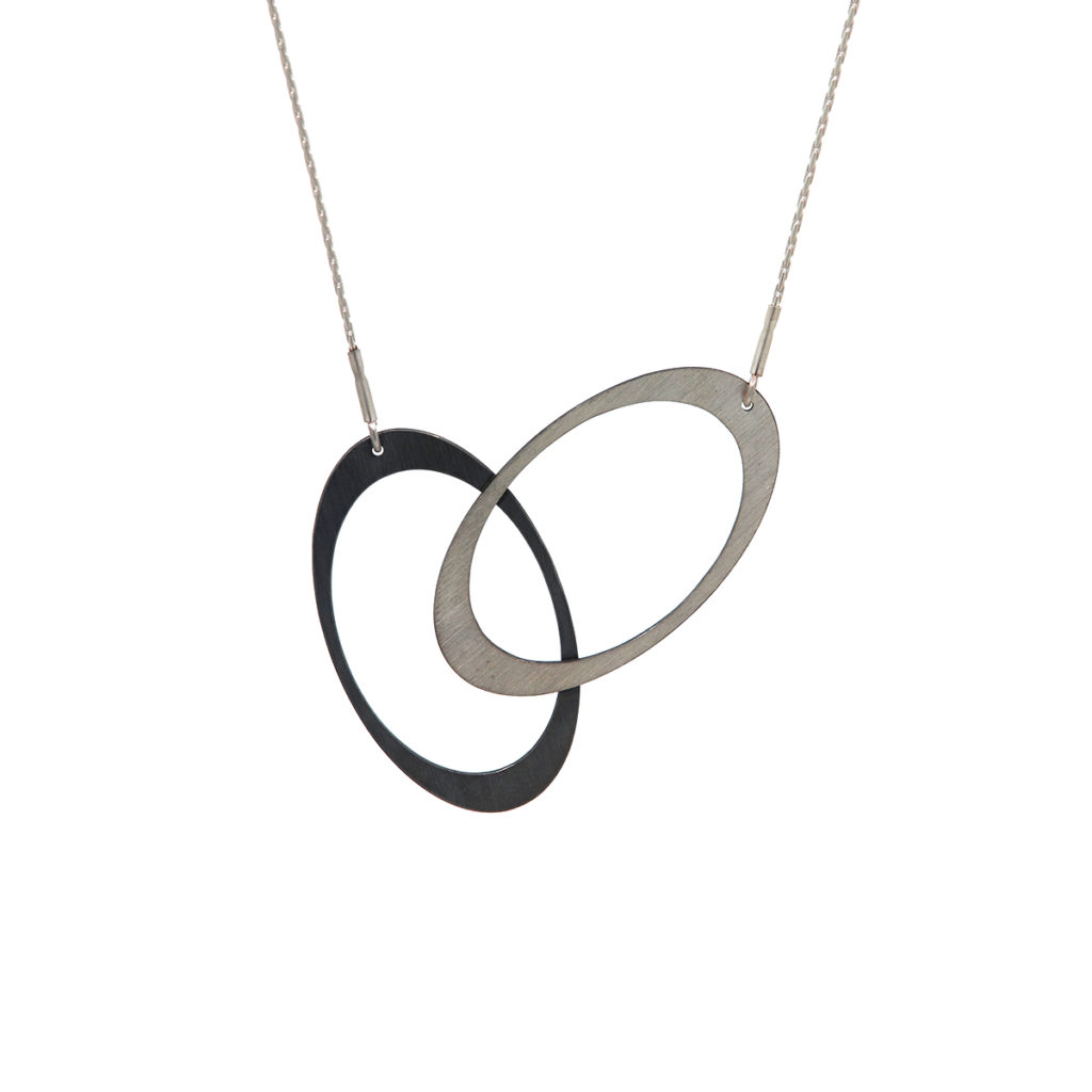 Oxidized Sterling Silver Double Oval Necklace