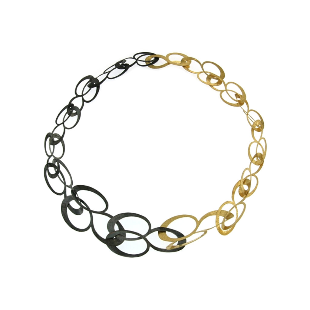 Sterling Silver and Gold Plated Triple Oval Link Necklace