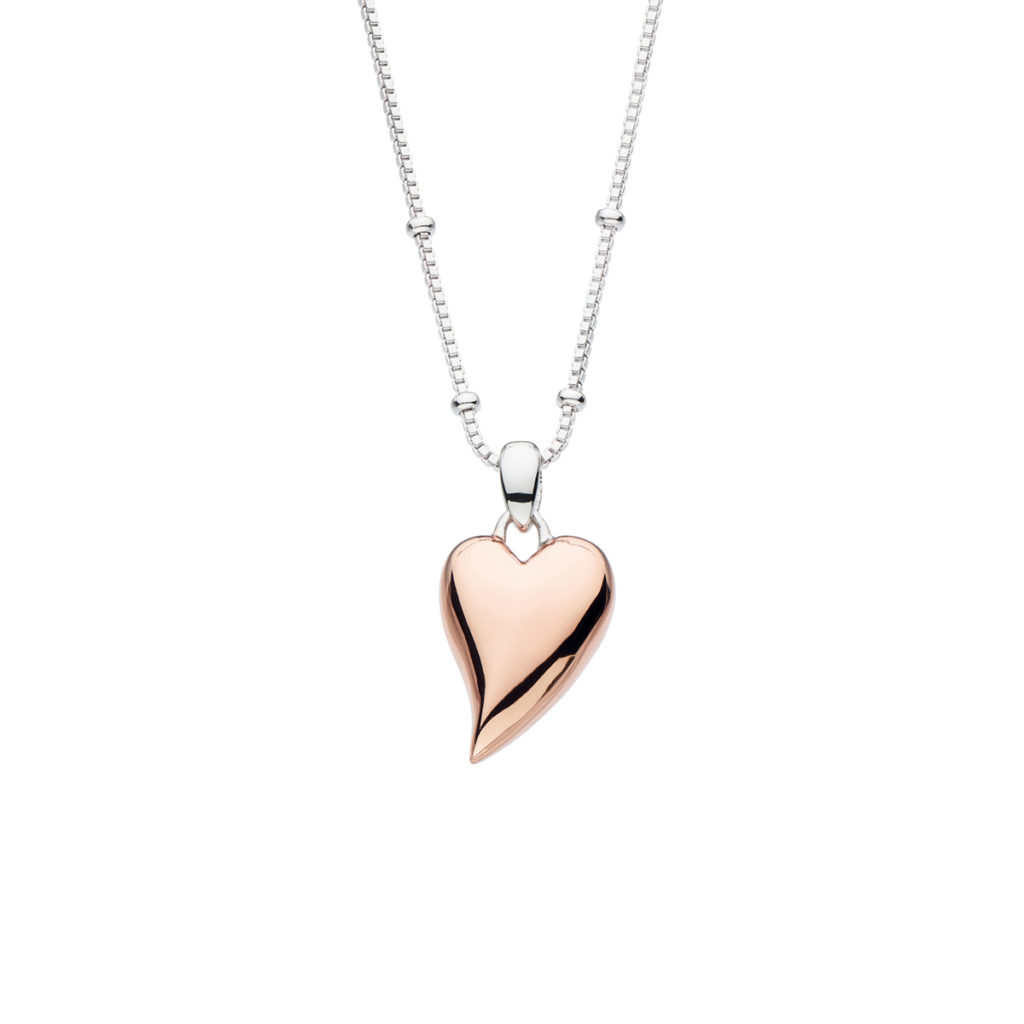 Sterling Silver and Rose Gold Plated Desire Heart Pendant with Chain