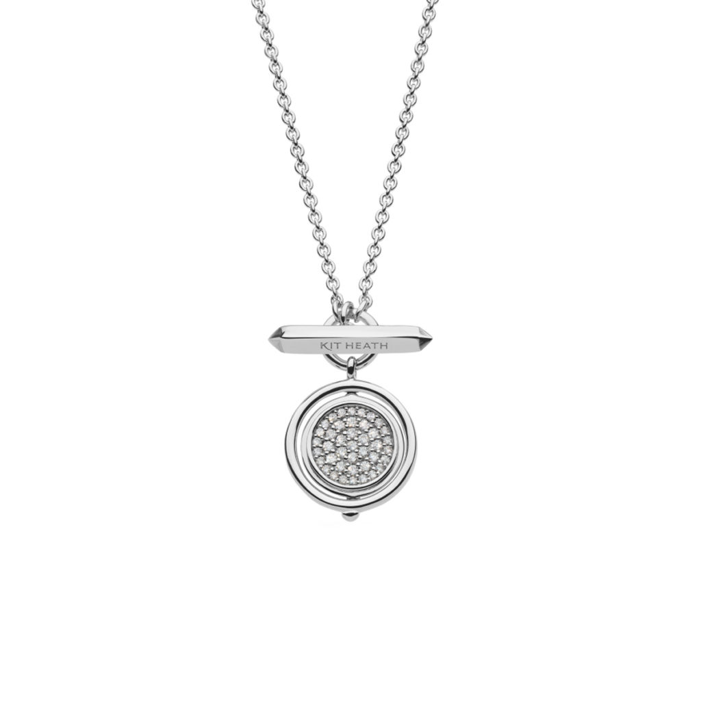 Sterling Silver Cubic Zirconia Eclipse Spinner Pendant with Chain