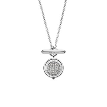 Sterling Silver Cubic Zirconia Eclipse Spinner Pendant with Chain