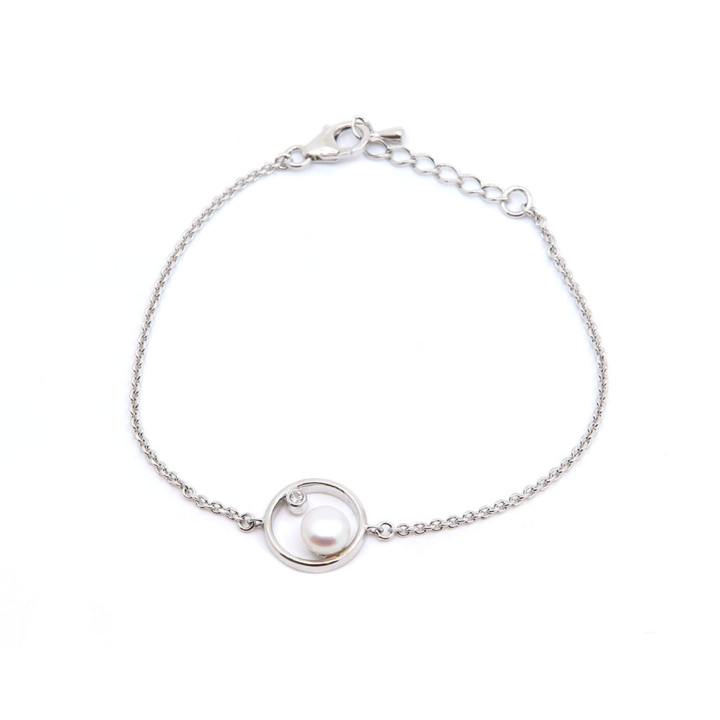 Sterling Silver Freshwater Pearl and Sapphire Bracelet