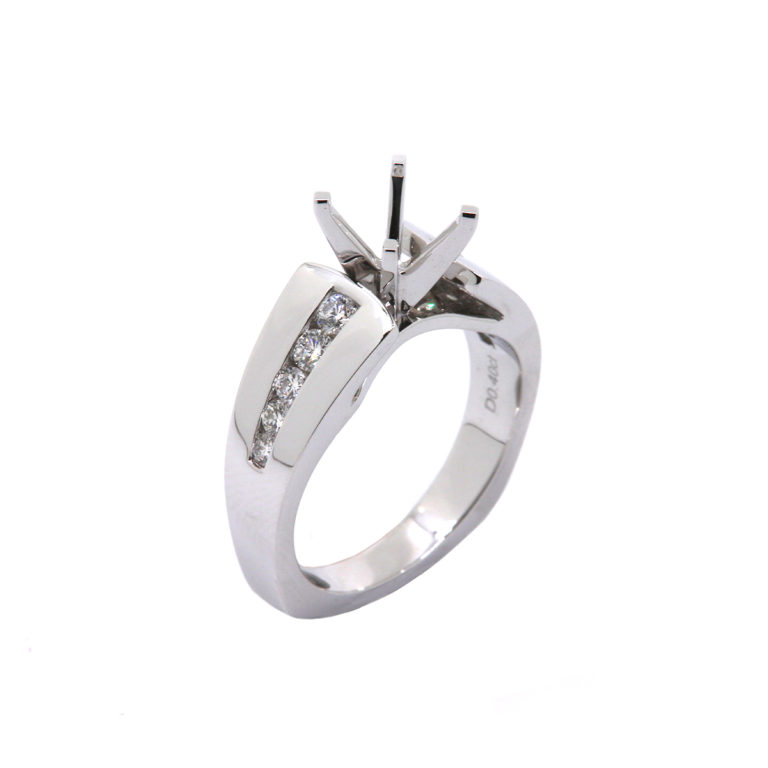 14K White Gold Diamond Engagement Ring Semi-Mounting