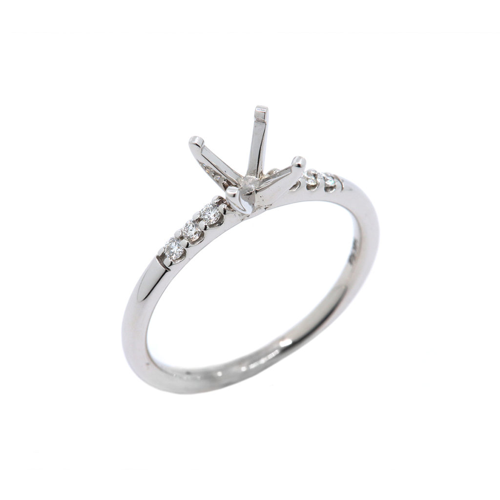 14K White Gold Classic Engagement Ring Semi-Mounting