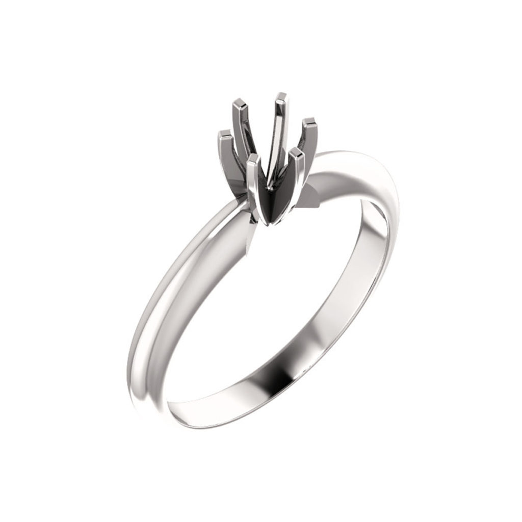 14K White Gold Solitaire Six Prong Engagement Mounting