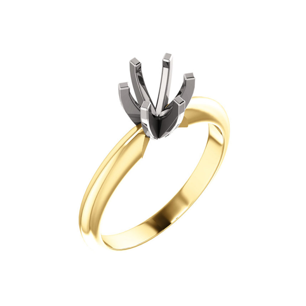 14K Two-Tone Six Prong Engagement Mounting