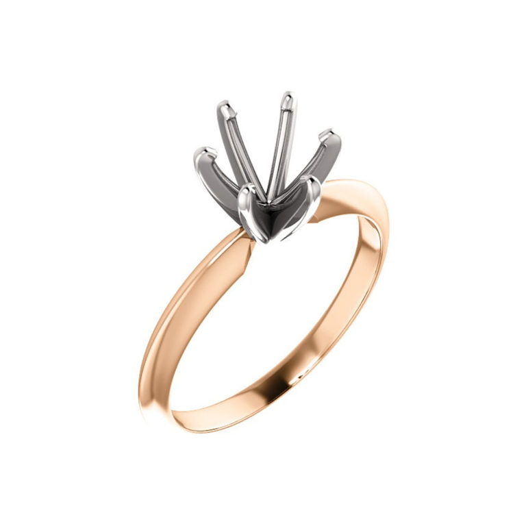 14K Two-Tone Six Prong Solitaire Engagement Mounting