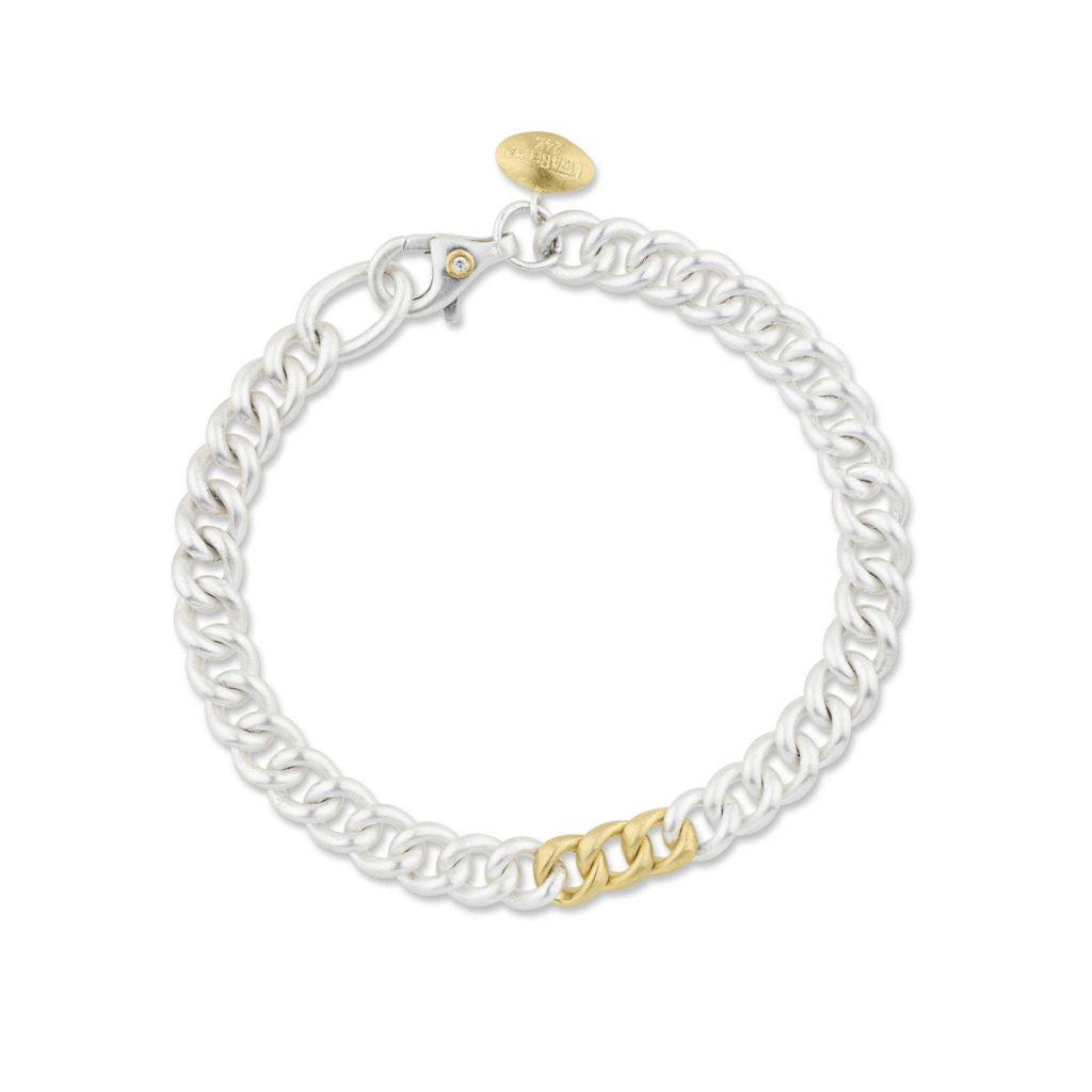 24K Yellow Gold and Sterling Silver Chain Bracelet