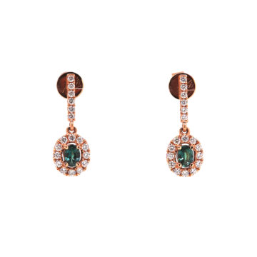 18K Rose Gold Alexandrite and Diamond Earrings