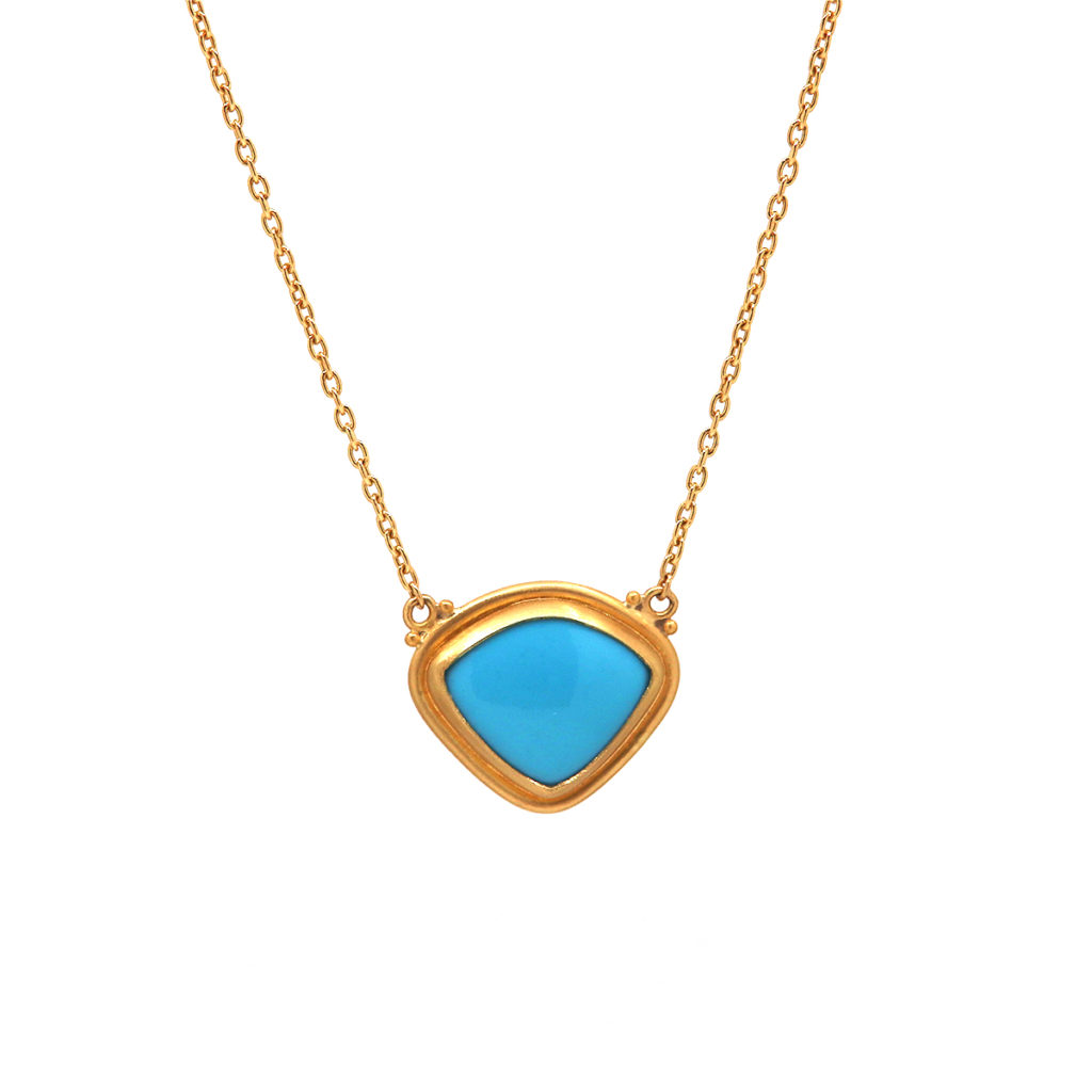 22K Yellow Gold Sky Turquoise Necklace