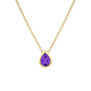 14K Yellow Gold Pear Shaped Amethyst Necklace