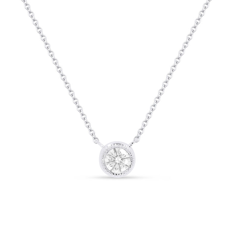 14K White Gold Single Diamond Necklace