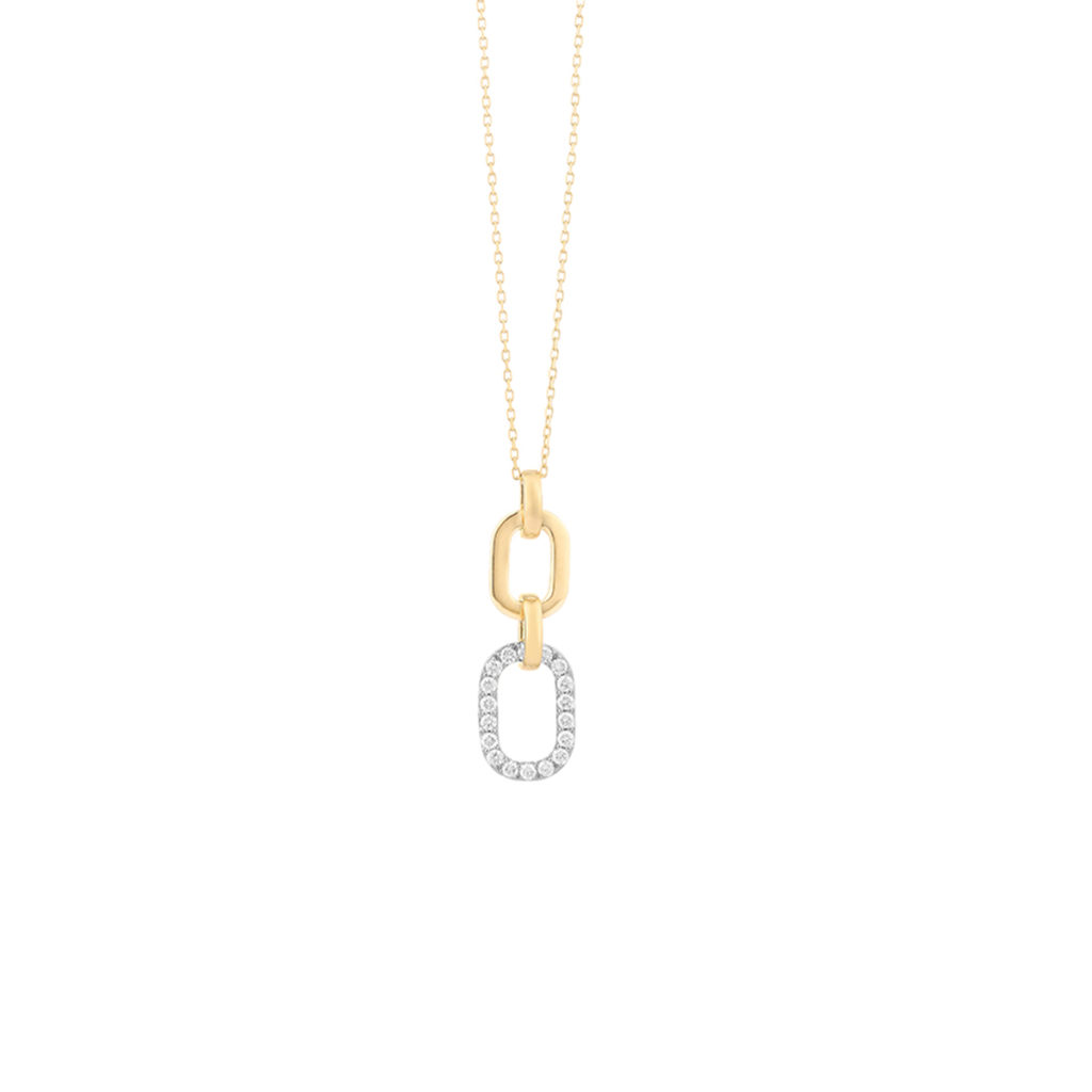 14K Two Toned Diamond Pendant with Chain