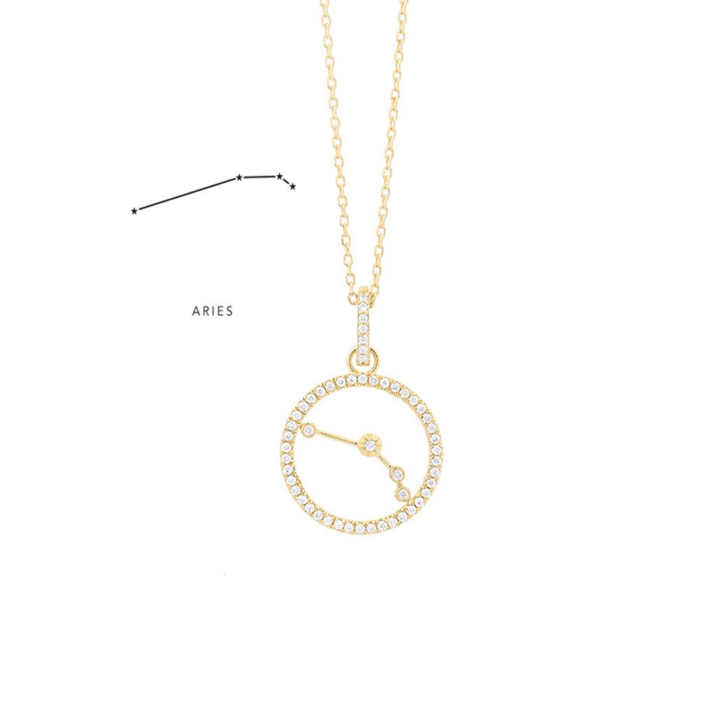14K Yellow Gold Diamond Aries Necklace