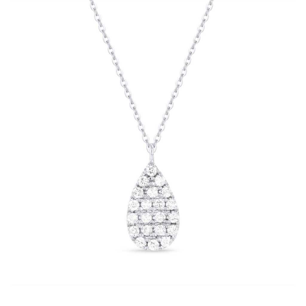 14K White Gold Pear Shaped Diamond Pendant