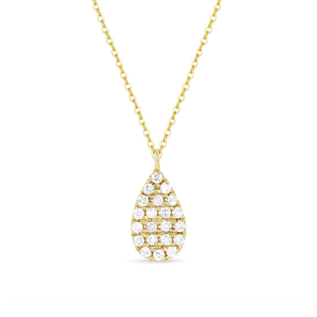 14K Yellow Gold Pear Shaped Pendant with Diamonds