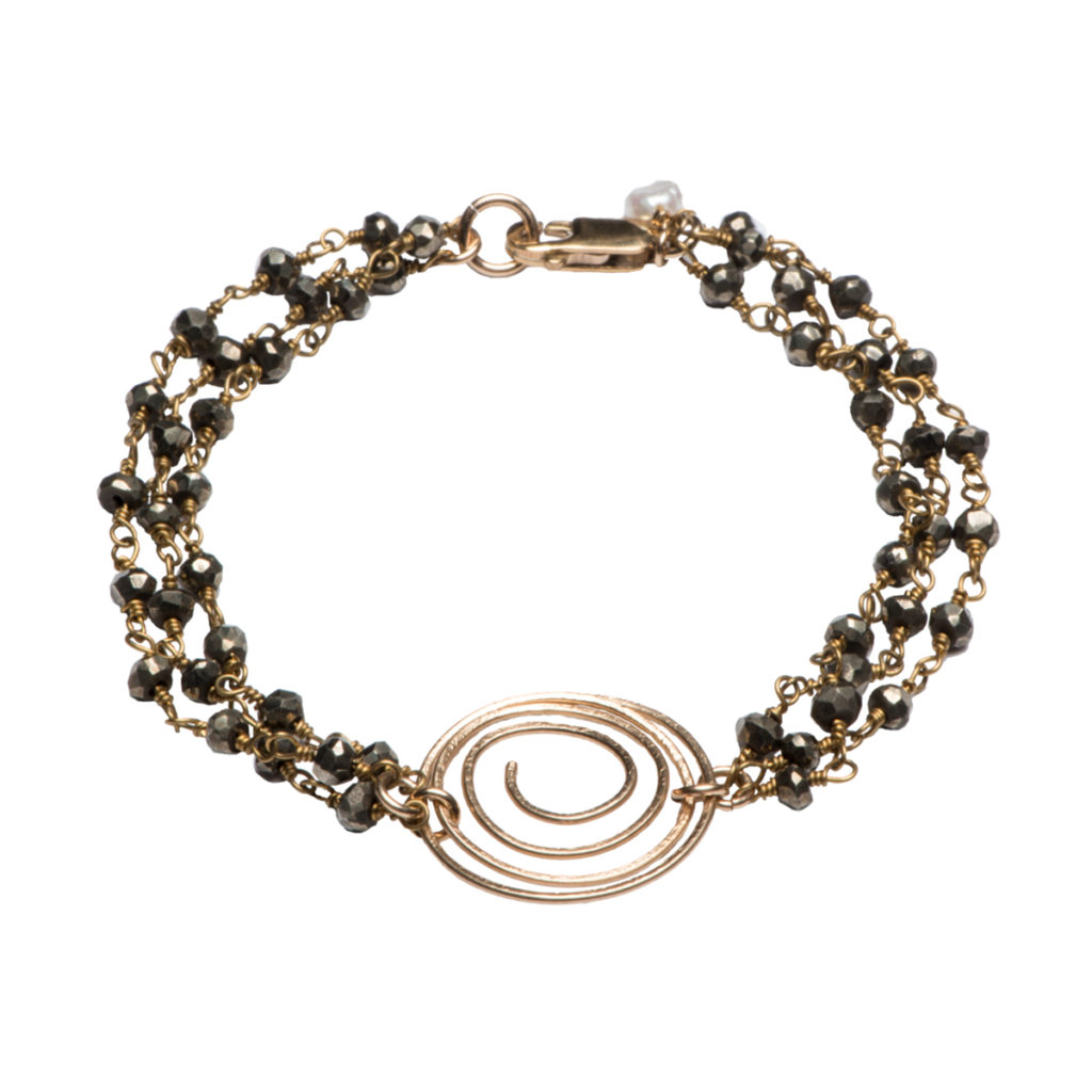 Gold Filled and Gold Plated 3-Strand Pyrite Bracelet