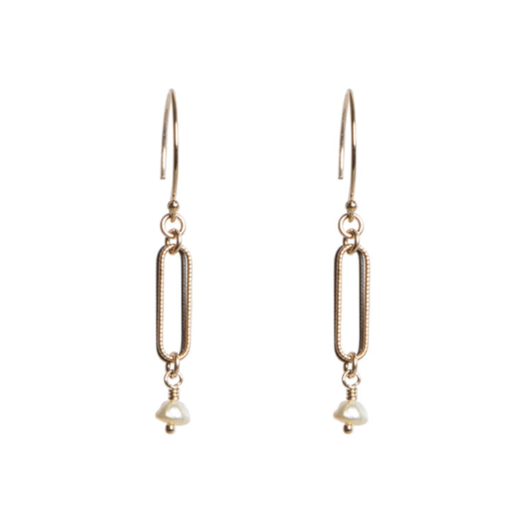 Two-Tone “Zoe” Dangle Earrings with Freshwater Pearls