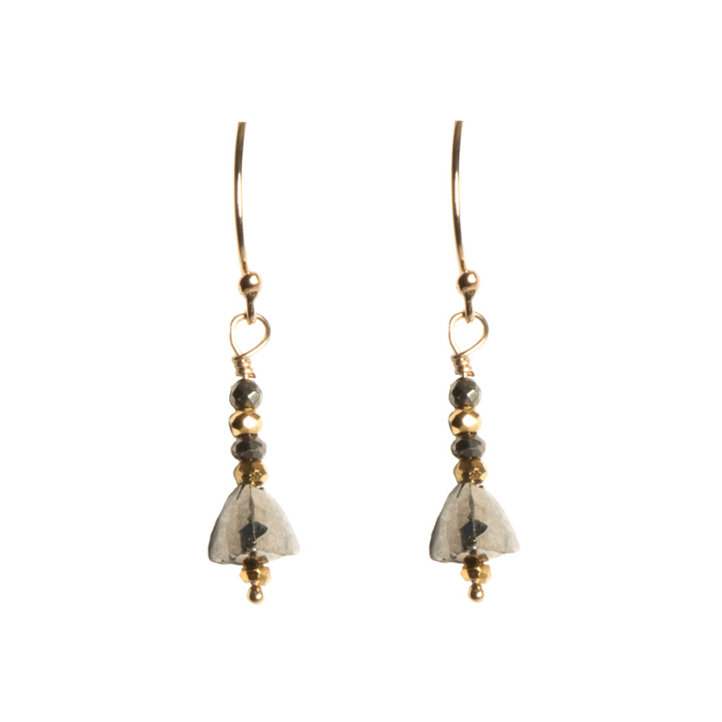 Gold Filled Pyrite Dangle Earrings