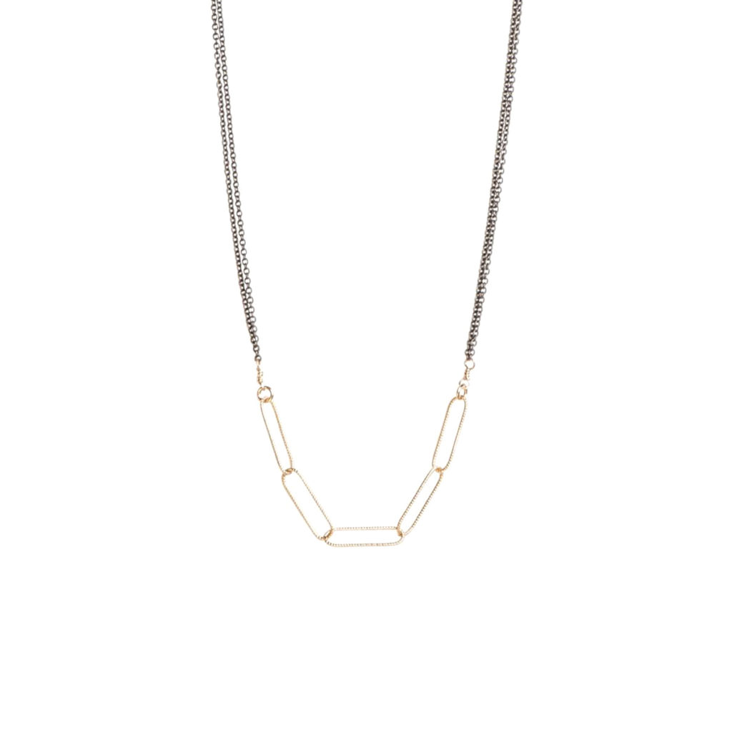 Sterling Silver and Gold Filled Double Strand Oval Link Necklace