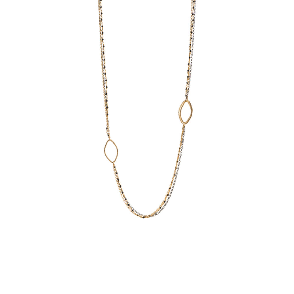 Gold Filled 3-Strand Black Spinel “Morgan” Necklace