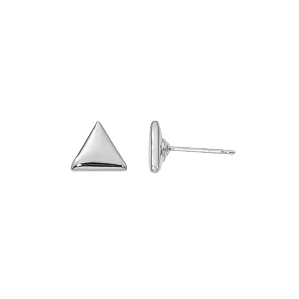Sterling Silver Flat Triangle Stud Earrings