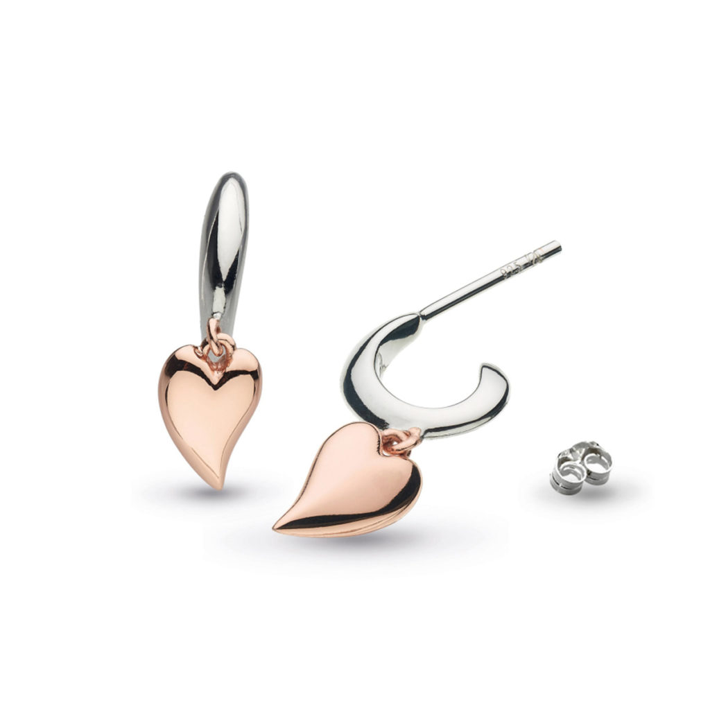 Sterling Silver and Rose Gold Plated Desire Mini Heart Earrings