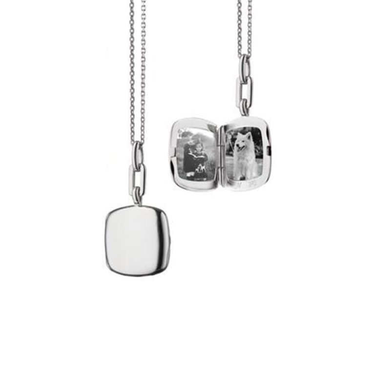 Sterling Silver Slim Cushion Locket with Chain