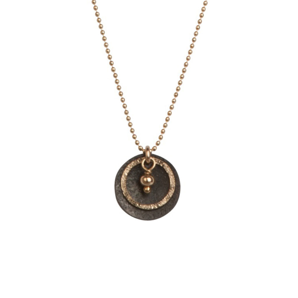 Gold Filled Necklace with Two-Tone Disc Pendant