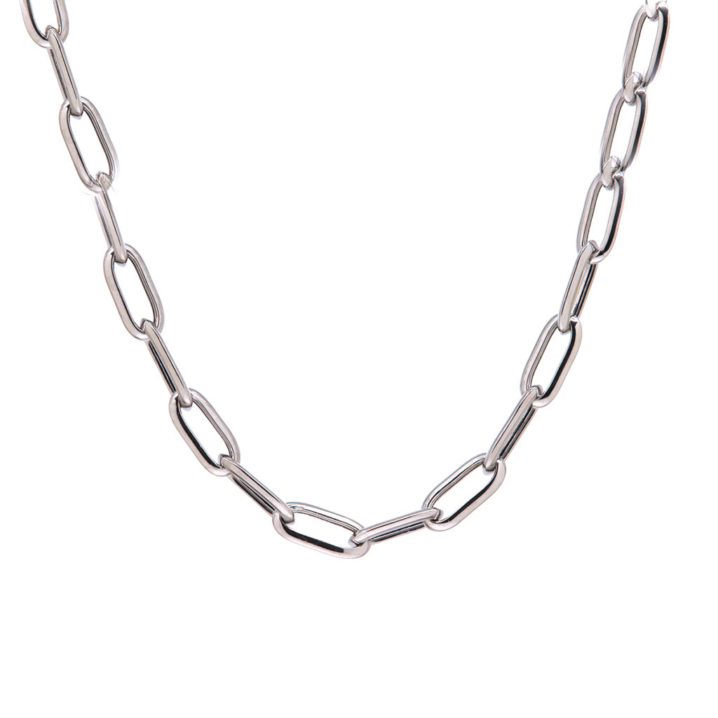 Sterling Silver 18″ Paper Clip Necklace