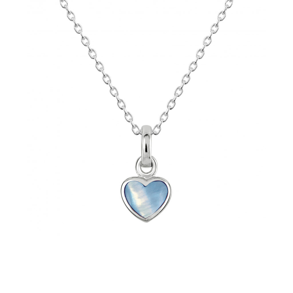 Sterling Silver Blue Heart Pendant with Chain