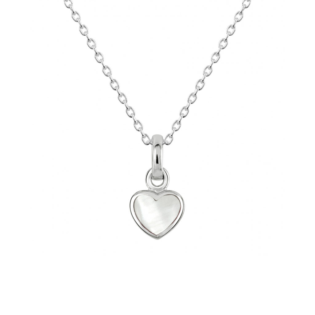 Sterling Silver Mother-of-Pearl Heart Pendant with Chain