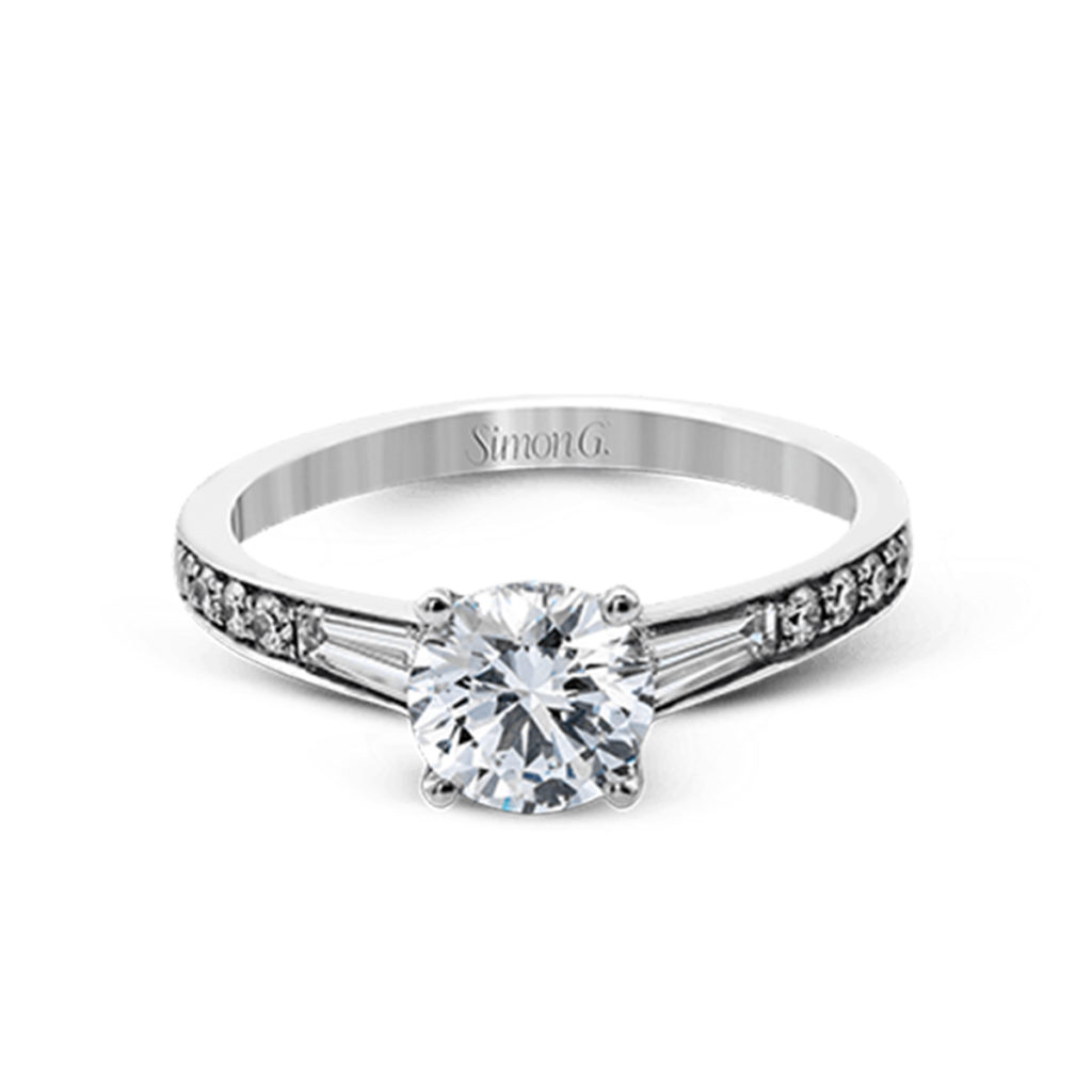 18K White Gold Mixed Side-Stone Engagement Ring Semi-Mounting