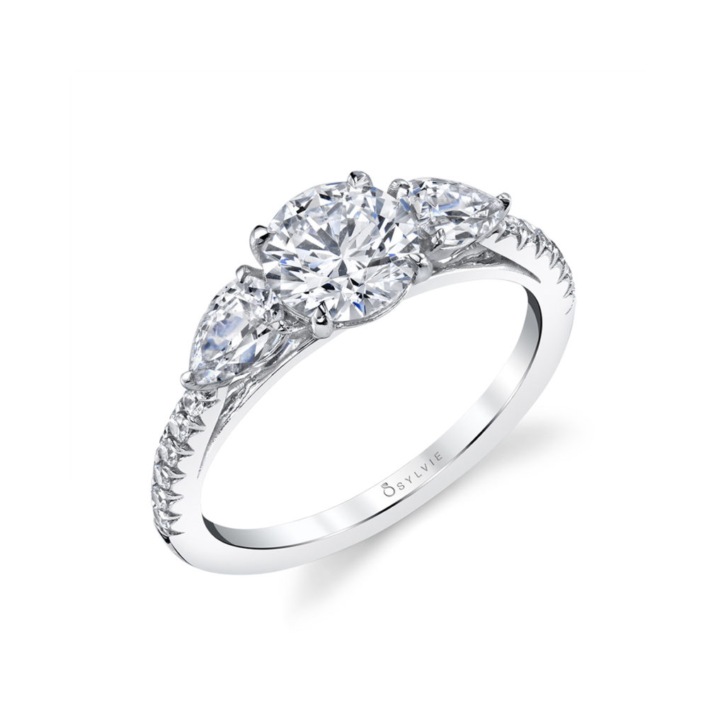 14K White Gold Diamond Engagement Ring Mounting