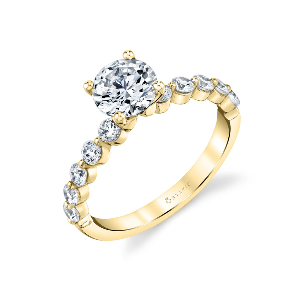 14K Yellow Gold Diamond Enagement Ring Semi Mounting