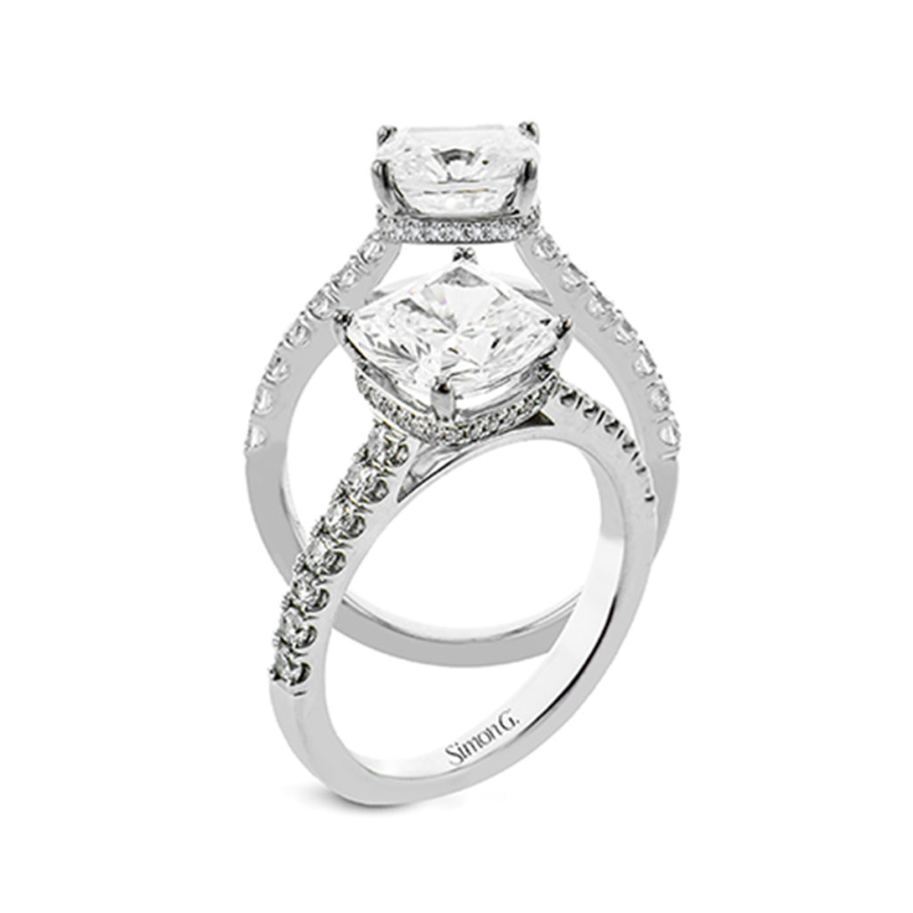 18K White Gold Diamond Engagement Ring Semi Mounting