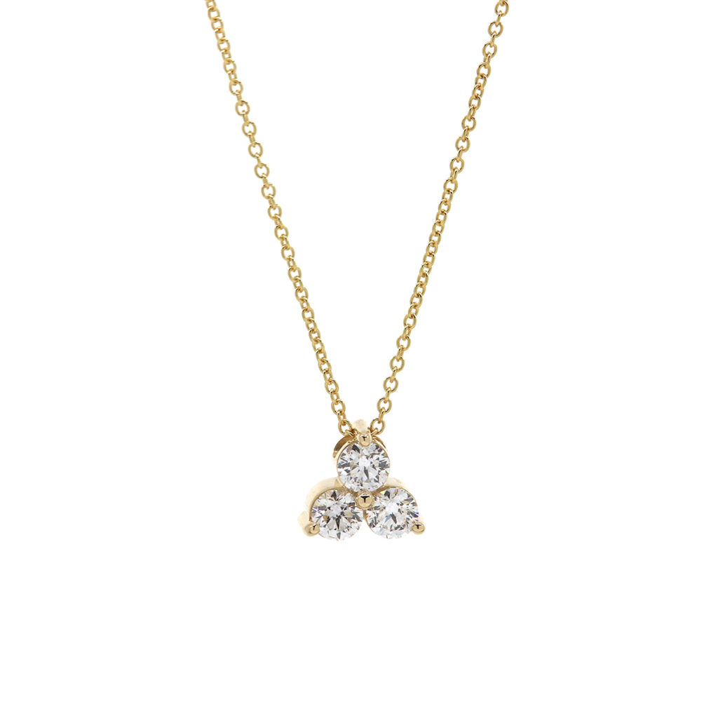 14K Yellow Gold 3-Diamond Pendant with Chain