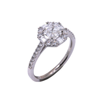 14K White Gold Asher Diamond Octagonal Engagement Ring