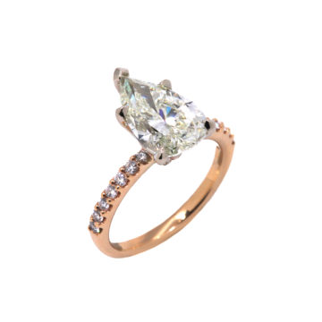 14K Yellow Gold 3.31 Carat Pear Diamond Engagement Ring