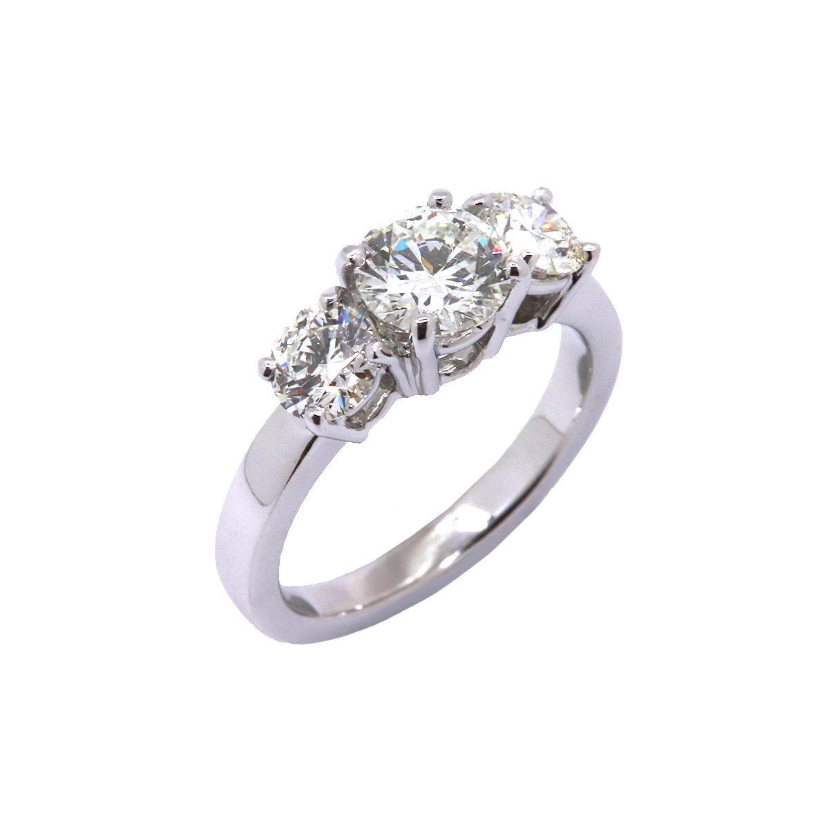 14K White Gold Three-Diamond Engagement Ring