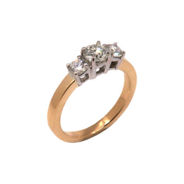 14K Yellow Gold Three-Diamond Engagement Ring