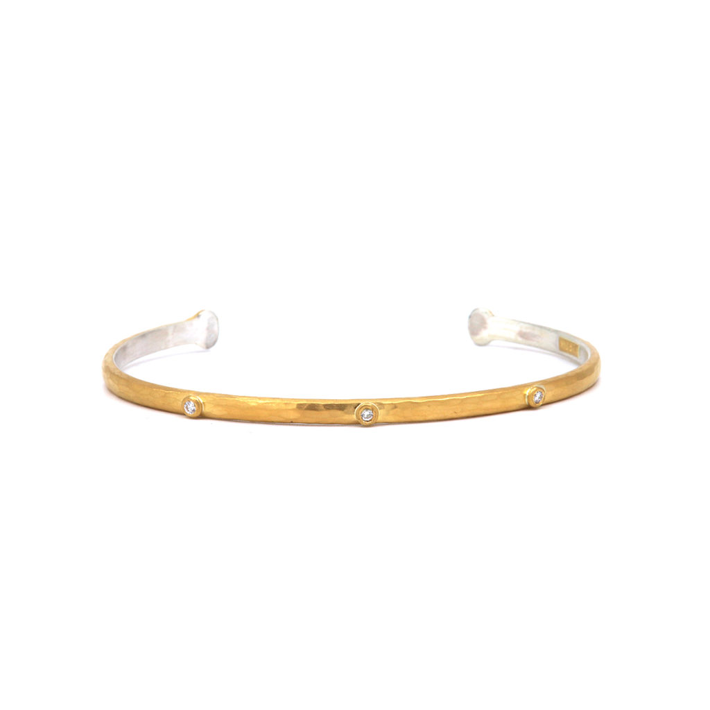 24K Yellow Gold and Sterling Silver Baby Bracelet