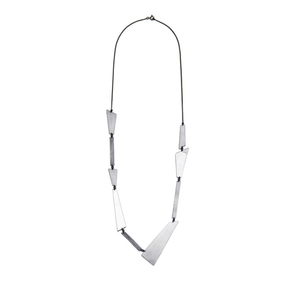 Stainless Steel and Sterling Silver Geometric Necklace